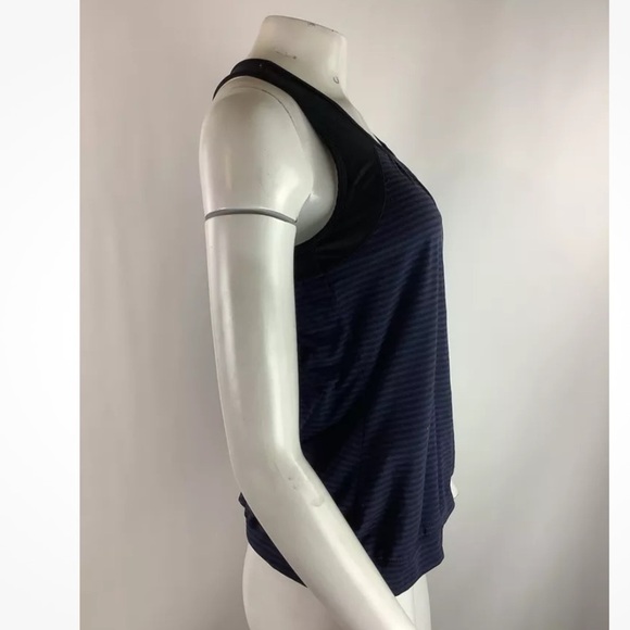 Athleta Sz S Bra Shelf Racerback Tank Top Blue Polyester Spandex Striped - Picture 3 of 6